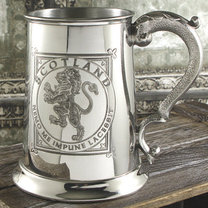 1 Pint* Pewter Beer Mug Tankard with Scottish Rampant Lion Design