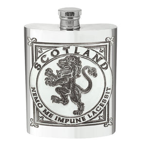 6oz Scottish Rampant Lion Pewter Hip Flask