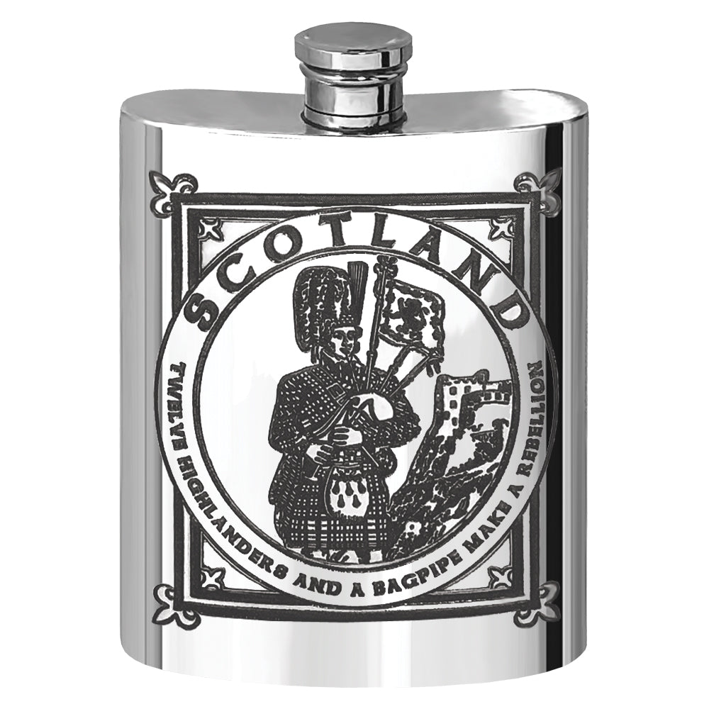 6oz Stainless Steel Hip Flask With Pewter Fishing Trout Emblem