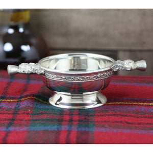 2.5 Inch Scottish Thistle Handle Pewter Quaich Bowl