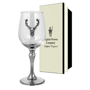 Luxury Pewter Stag Head Wine Glass With Solid Pewter Stem