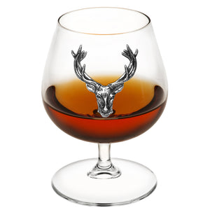 410ml Brandy Cognac Schoppenglas Geschenk mit Zinnhirsch