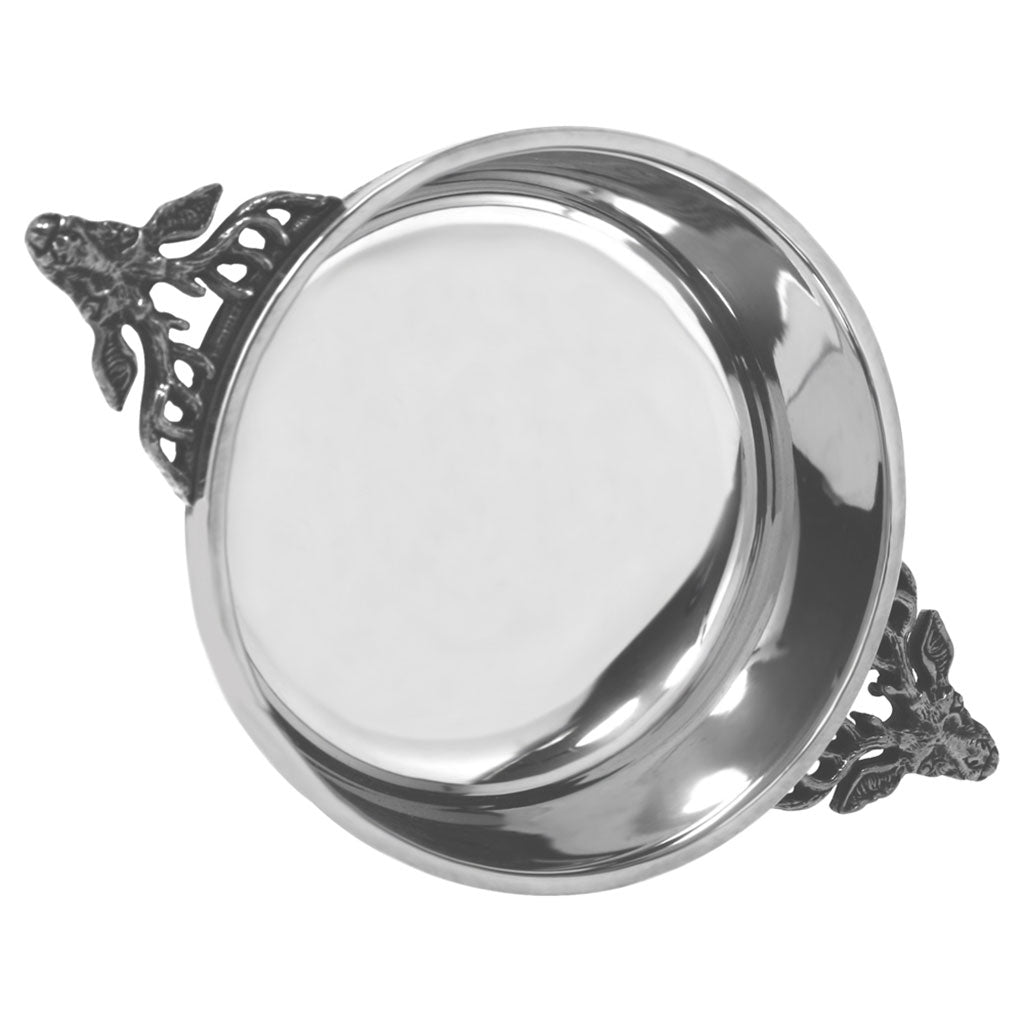 Bol à quaich en étain à manche de cerf de 3,5 pouces