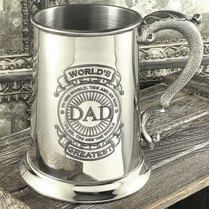 1 Pint* Pewter Beer Mug Tankard with World's Greatest Dad Design