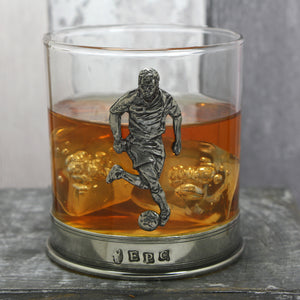 Bicchiere di vetro per whisky 11oz Football Pewter