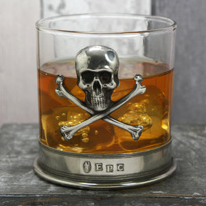 11oz Gift Skull und Cross Bones Zinn Rum oder Whisky Glas Tumbler