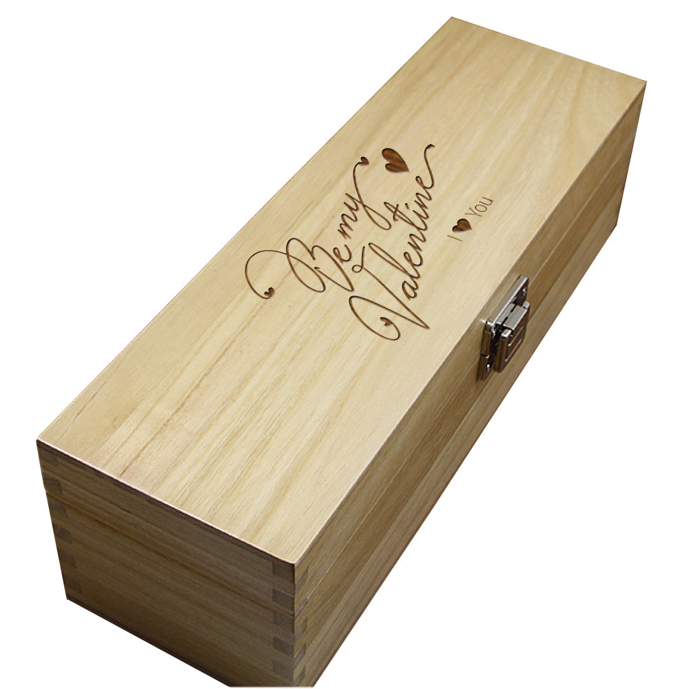 Valentines Day Single Hinged Champagne Wine Or Whiskey Wooden Box
