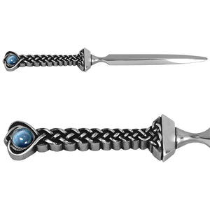 Celtic Pewter Letter Opener Knife with Sapphire Stone