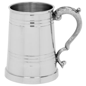 1 Pint Pewter Beer Mug Tankard With Ornate Handle