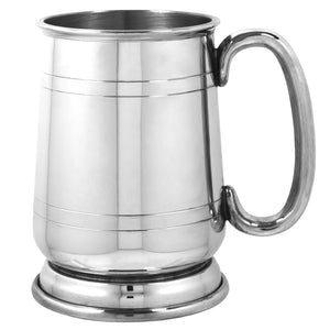 1 Pint Pewter Beer Mug Tankard With Curved Handle