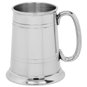 1 Pint Classic Pewter Beer Mug Tankard With Curved Handle