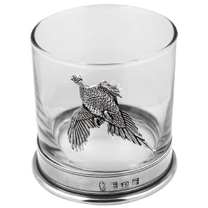 Bicchiere di vetro per whisky in peltro 11oz Pheasant Pewter