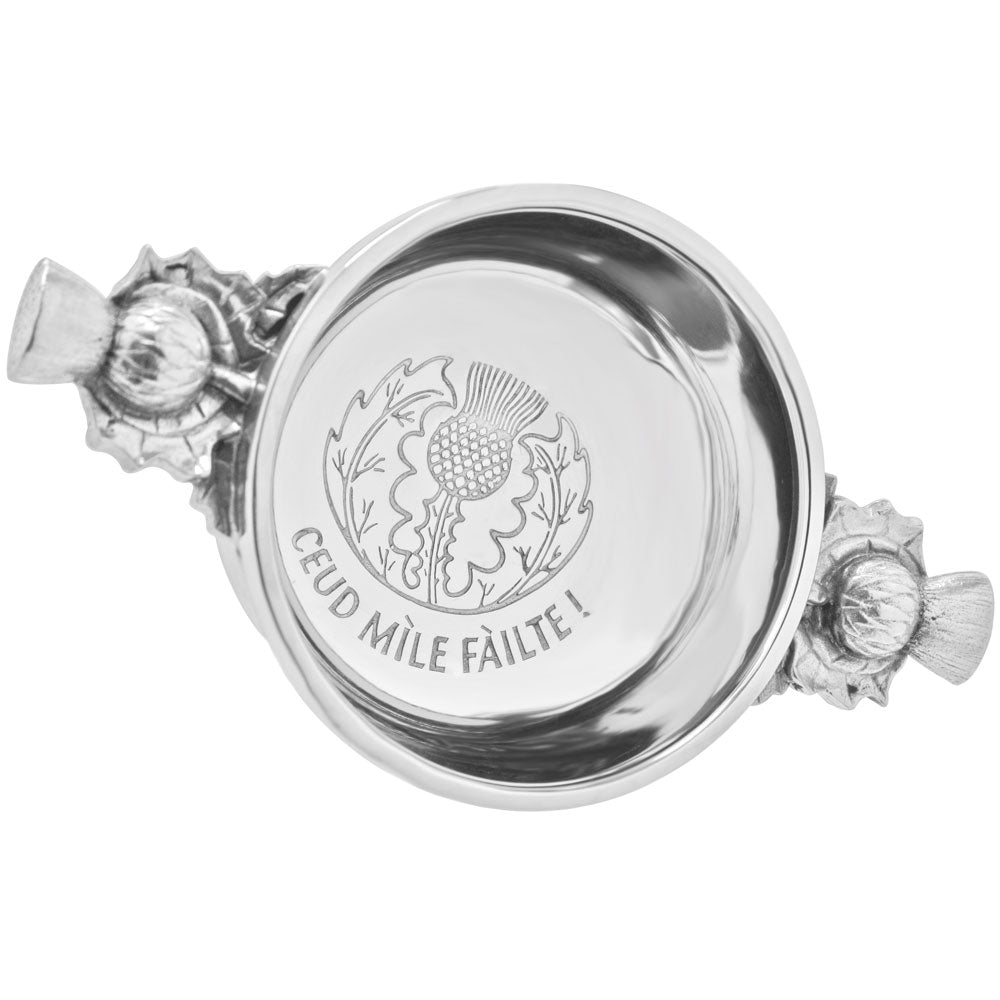 2.5 Inch Celtic Pewter Quaich Bowl - &#39;Ceud Mile Failte&#39;
