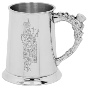 1 Pint* Pewter Beer Mug Tankard with Embossed Scottish Piper Design