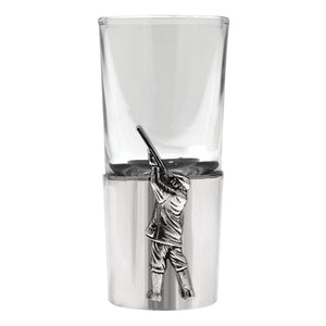Pewter Shot Glass With Shooting Badge