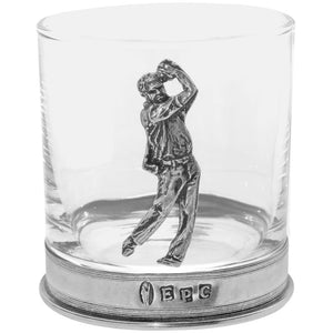 Bicchiere di vetro per whisky in peltro da golf da 11 once