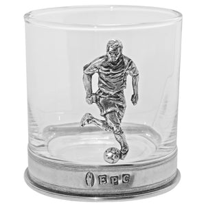 Bicchiere di vetro per whisky 11oz Football Pewter